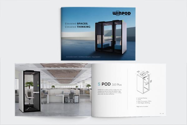 Acoustic Office Pod Catalog Design for WinTech